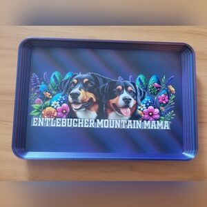 💀NEW 💀 Hand Crafted Blue Floral Dog Tray
